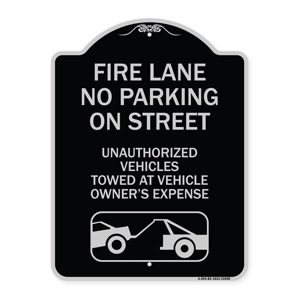 Signmission No Parking on Street Unauthorized Vehicles Towed at Vehicle Owners Expense, A-DES-BS-1824-23690 A-DES-BS-1824-23690 - main